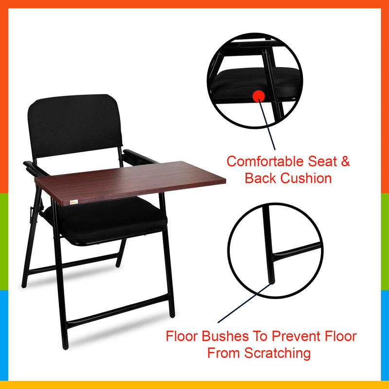 ASTRIDE Mavic Wrought Iron Folding Study Chair with Cushion & Adjustable Writing Pad