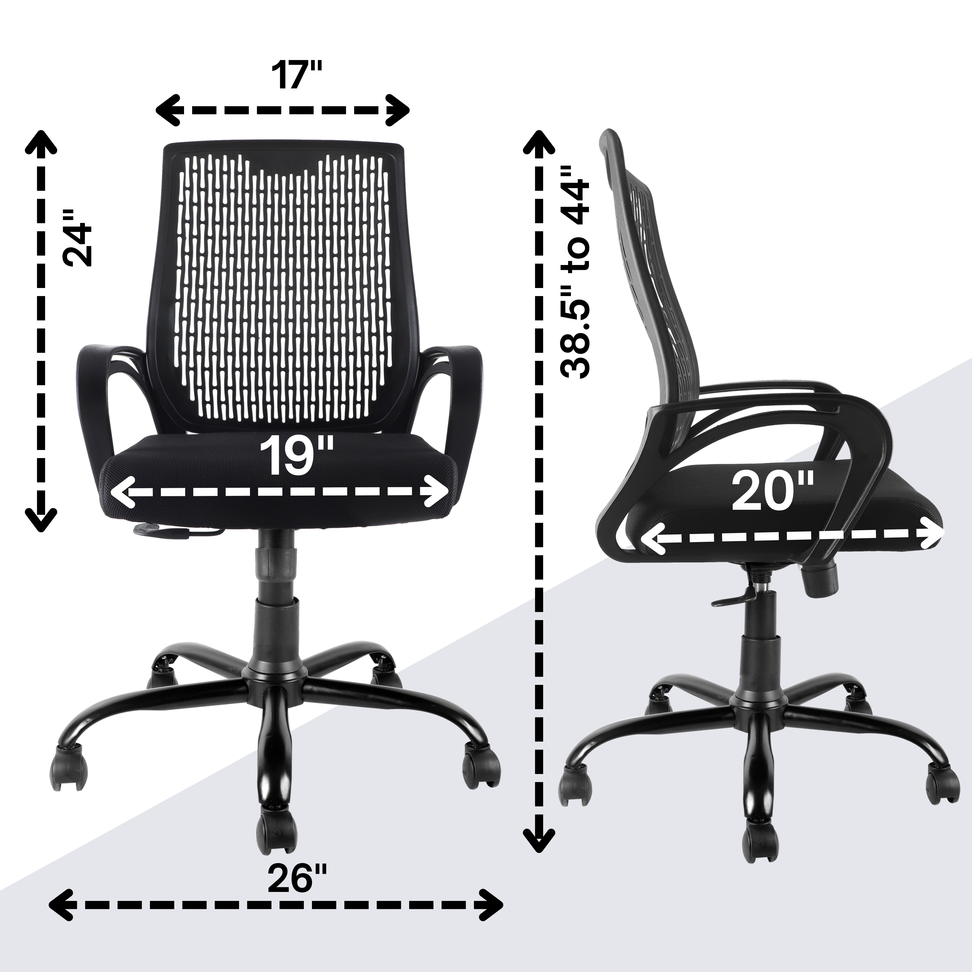 ASTRIDE Airsense Mid Back Office Chair for Work from Home/Study Chair Height Adjustable Revolving Chair with Tilt Lock [Heavy Duty Metal Base, Black]