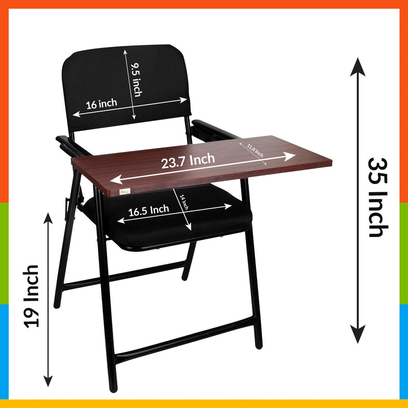ASTRIDE Mavic Wrought Iron Folding Study Chair with Cushion & Adjustable Writing Pad