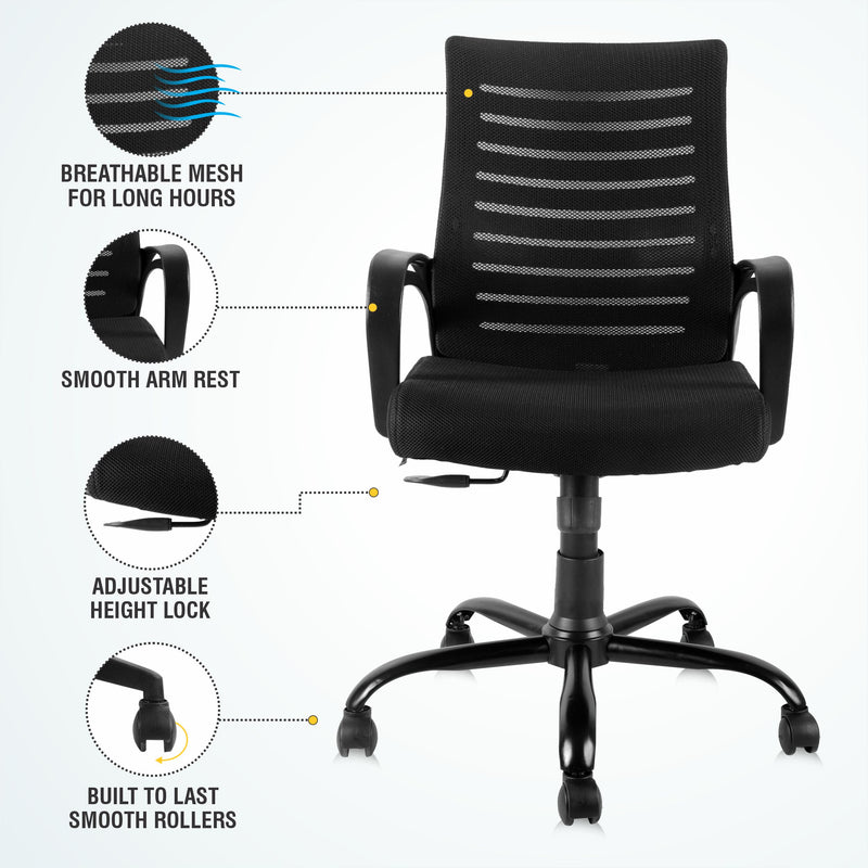 ASTRIDE Ace Mid Back Office Chair/Study Chair [Metal Base]