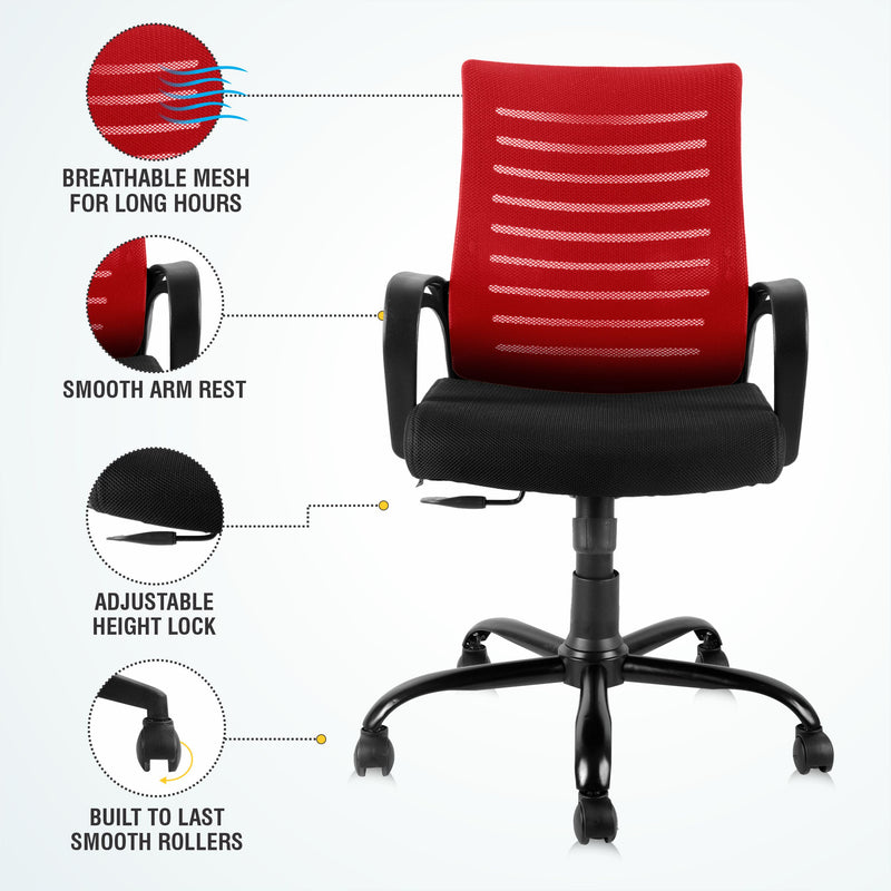 ASTRIDE Ace Mid Back Office Chair/Study Chair [Metal Base]