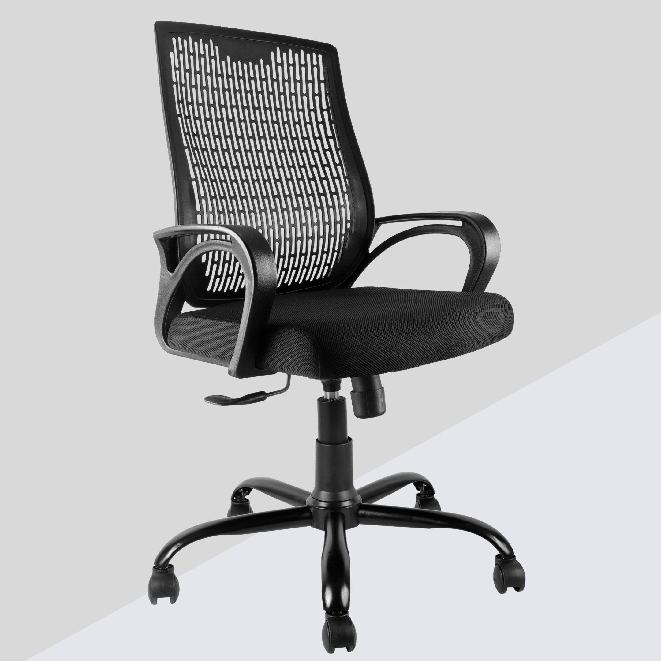 ASTRIDE Airsense Mid Back Office Chair for Work from Home/Study Chair Height Adjustable Revolving Chair with Tilt Lock [Heavy Duty Metal Base, Black]