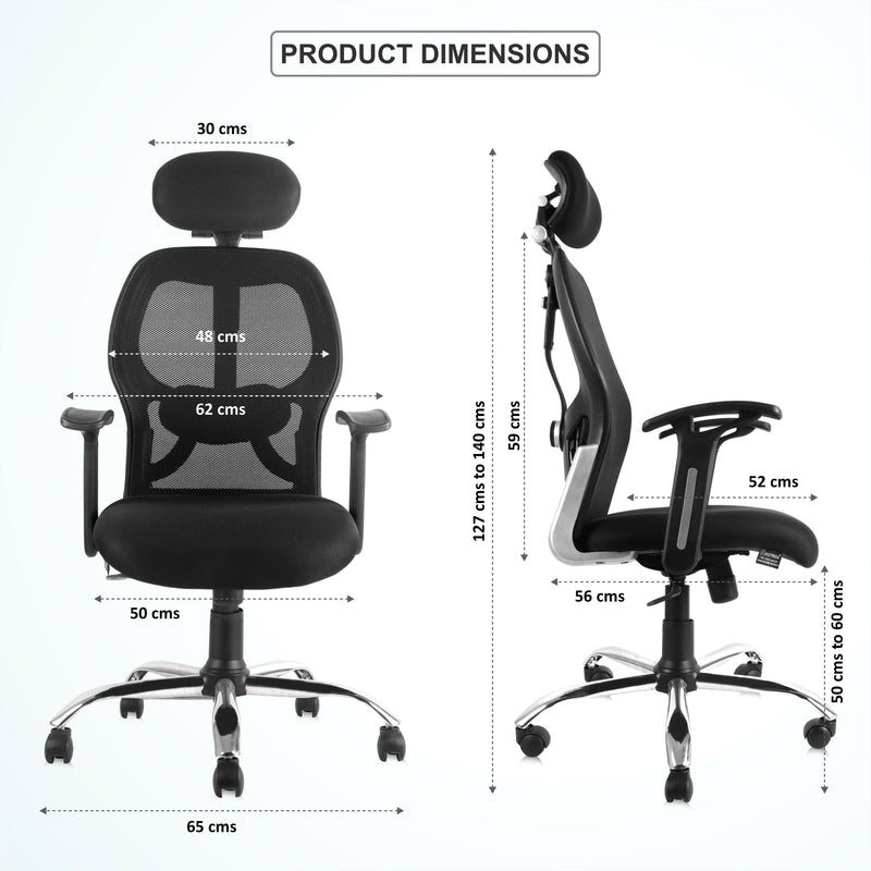 ASTRIDE Fitwell High Back Ergonomic Office Chair for Work from Home/Study with 2D Lumbar Support