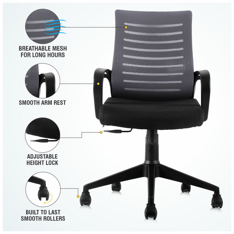 ASTRIDE® Ace Mid Back Office Chair/Study Chair [Air Base]