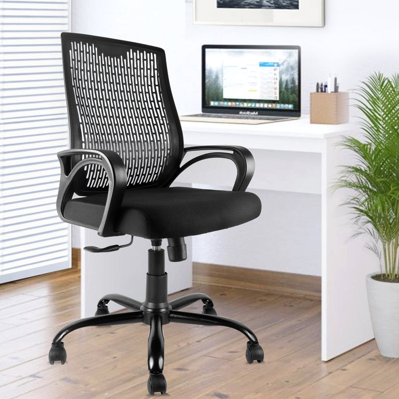 ASTRIDE Airsense Mid Back Office Chair for Work from Home/Study Chair Height Adjustable Revolving Chair with Tilt Lock [Heavy Duty Metal Base, Black]