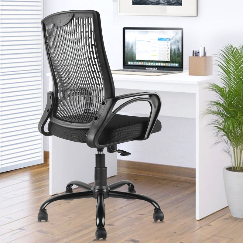 ASTRIDE Airsense Mid Back Office Chair for Work from Home/Study Chair Height Adjustable Revolving Chair with Tilt Lock [Heavy Duty Metal Base, Black]