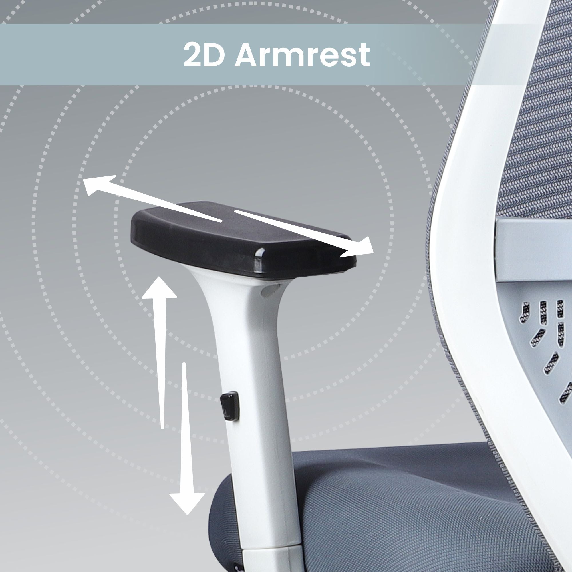 ASTRIDE Octave Ergonomic Office Chair for Home | 3-Years Warranty | 2D Headrest, 2D Lumbar Support & 2D Soft Adjustable Arms | Synchro Tilt Mechanism [Heavy Duty Chromium Metal Base, Grey-White]