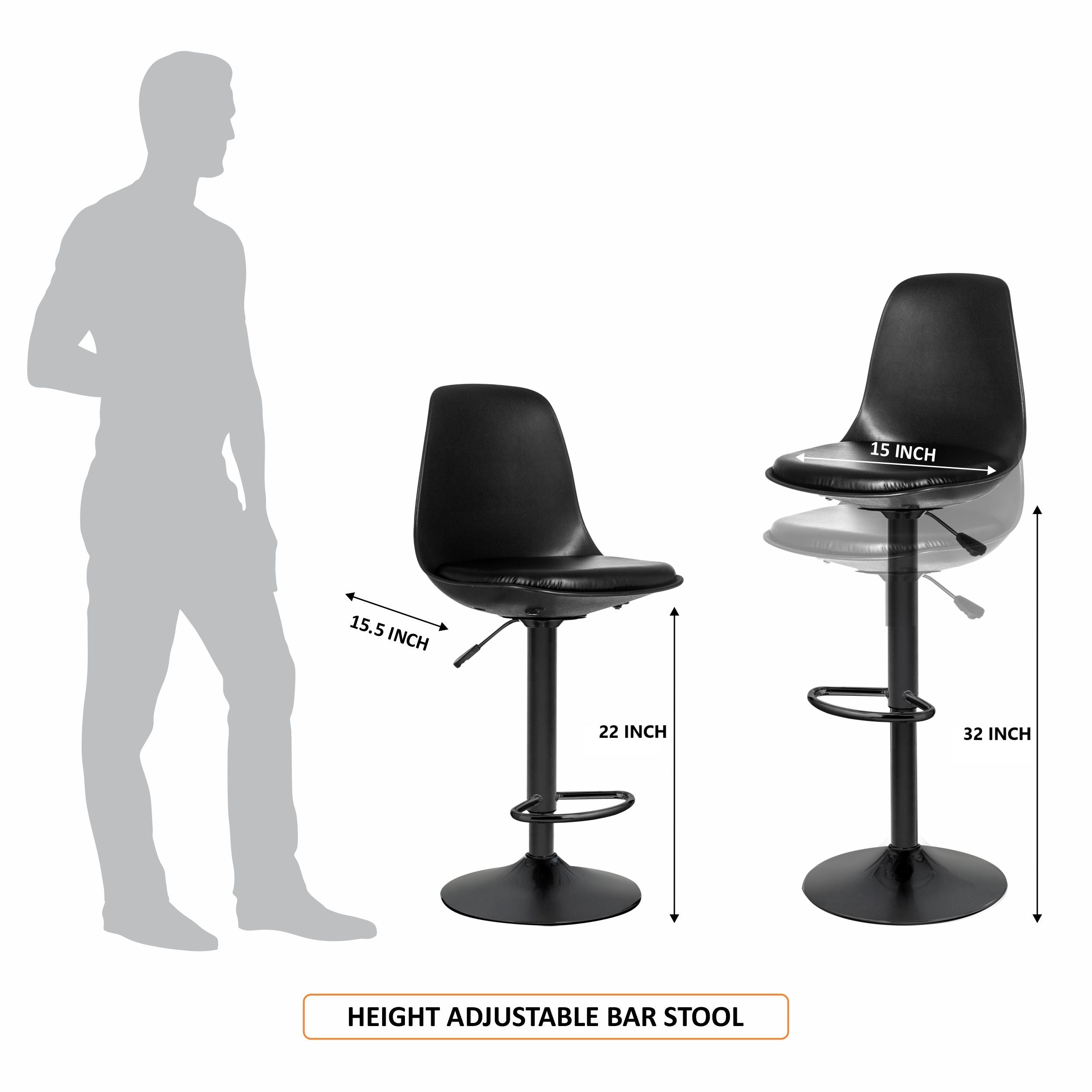 ASTRIDE Rapid High Bar Chair | Kitchen Stool | 2 Years Warranty | [Upgraded Rust-Proof Heavy Duty Base]